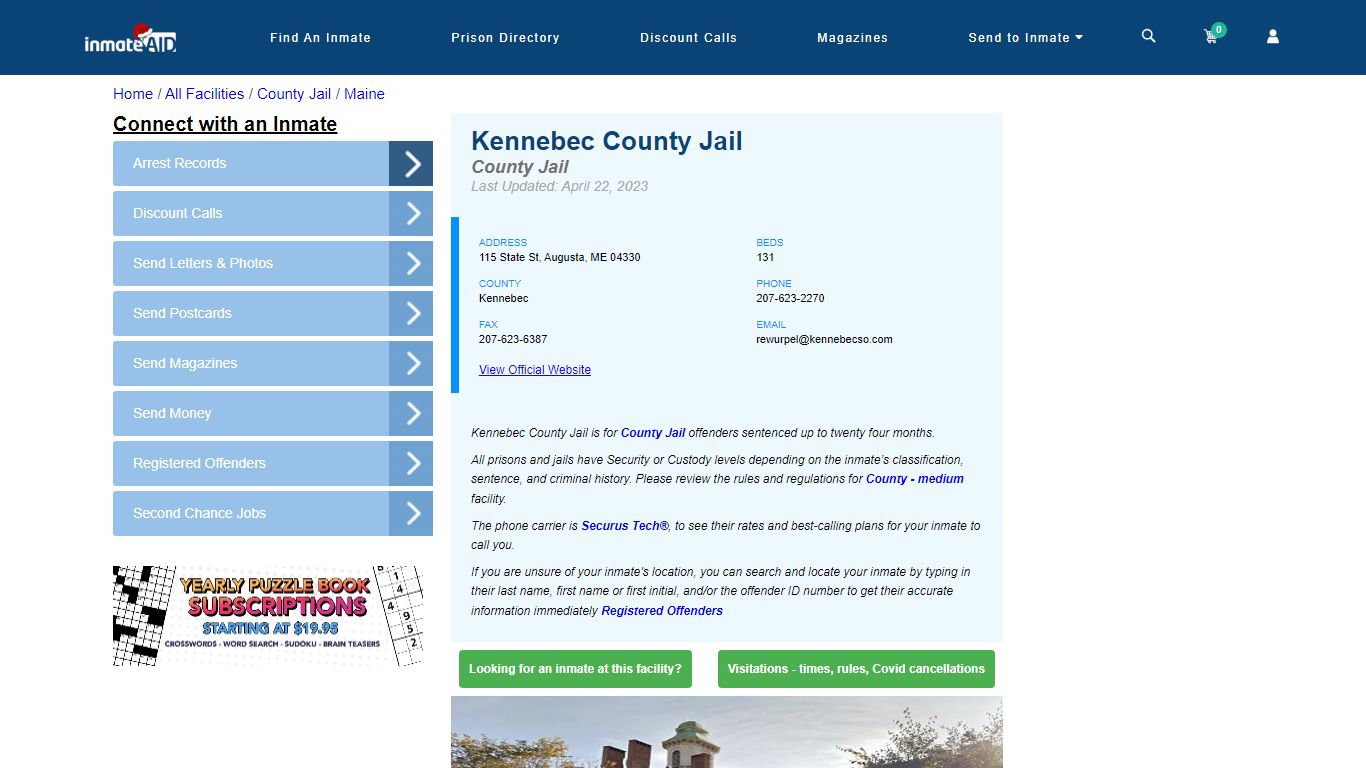 Kennebec County Jail - Inmate Locator - Augusta, ME